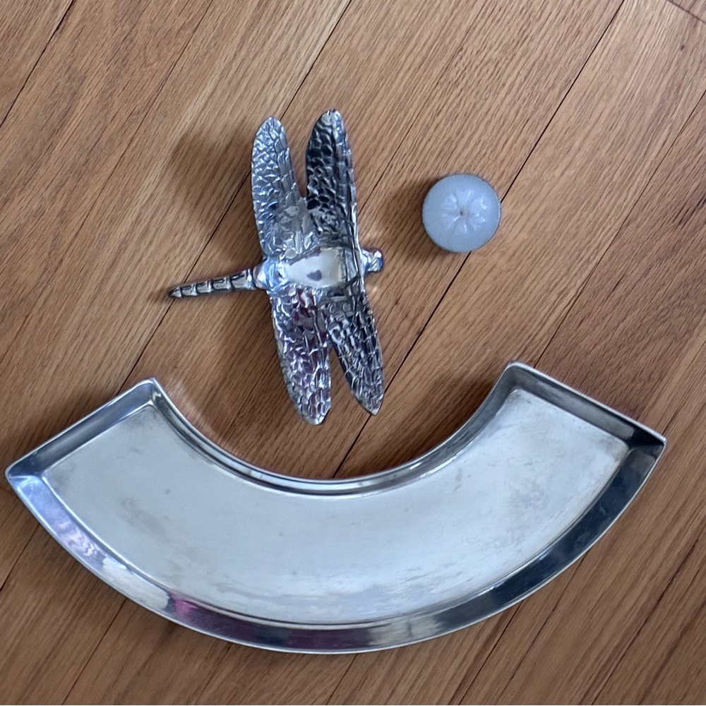 Vintage 90s aluminum candle/trinket tray and tea light holder